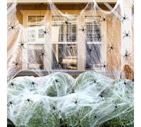 400g Spider Web Halloween Decoration Cobweb with 100 Pcs Small Fake Spiders(Cover 1500 Square Feet),Indoor/Outdoor Decorations,Giant Cobwebs Decor,for Stretchable DIY Scary Lawn Yard Garden Bar Haunte