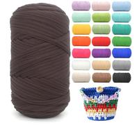 400g Tshirt Yarn for Crochet,Coffee Brown T Shirt Soft Elastic Fabric Chunky Thick T-Shirt Crochet Yarn for Crocheting Knitting Beginner Hand Knitting for Bag/DIY Craft/Home Decor-Dark Coffee