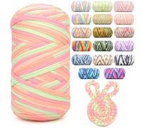 400g Tshirt Yarn for Crochet,Rainbow T Shirt Soft Elastic Fabric Chunky Thick T-Shirt Crochet Yarn for Crocheting Knitting Beginner Hand Knitting for Bag/DIY Craft/Home Decor-Pink Green