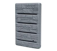 400L Flat Rainwater Wall Tank - Slimline Decorative Water Butt with Stone Effect, Space-Saving Rain Barrel, Outdoor Garden Water Storage (Grey)