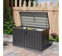 400L Waterproof Metal Outdoor Storage Box with Lock and Keys Organizer