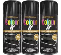 400ml All Purpose Black Matt 1733PR Spray Can Household Car Van Bike Aerosol Paint (3 Pack)
