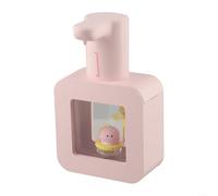400ml Automatic Foaming Soap Dispenser with USB Rechargeable Battery, Cartoon Pet Design, Wall Mounted or Desktop Use, IPX5 Waterproof, for Bathroom and Kitchen(Pink)