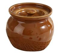 400ml Ceramic Stew Pot with Lid RedNote (Xiaohongshu) Chinese Egg Custard Pot Traditional Clay Stockpot Make The Beautiful and Delicious Soups Chicken Soup Steam Vegetables and Corn (Brown)