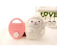 400ML Cute Pink Sheep Hot Water Bag, Hard Plastic Hot Water Bottle with Cartoon Cover Warm Water Pouch for Neck and Shoulder, Hand (White)