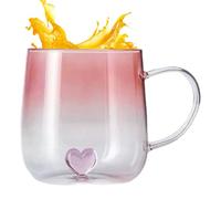 400ml Mugs - Gradient Heart Design 3D Clear | Anti-Scald Handle for Travel, Christmas Kitchen, Bar, Milk Tea, Cereal Juice, Elegant Hand Blown Glasses, Gift d