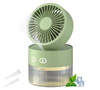 400ml Portable Misting Fan with 3 Speeds & Night Light, Desk Cooling Fan with Water, Mist Fans for Bedroom, Room Cooler, Whisper-Quiet & Long Battery, Auto-Oscillation, Even Cooling(A,USB)