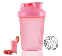 400ml Protein Shaker Bottle with Stainless Steel Mixing Ball, Leakproof Flip On Lid, BPA & DEHP free, Dishwasher Safe, Fitness Milkshake Portable Workout Water Cup, Drinks Bottles for Sports Gym