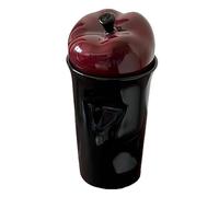 400ml Simple Glazed Retro Ceramic Coffee Cup with Apple-Shaped lid. Retro Thermal Office Mug Stylish and dust-Proof Travel drinkware Great Gift. Anti-scalding Design