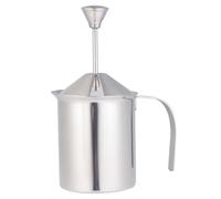400ml Stainless Steel Milk Frothing Pitcher with Lid for Latte Art | Polished 304 Metal Body, Double Spring Plunger Assembly, Non Electric Use, Easy Cleaning, Silver Finish