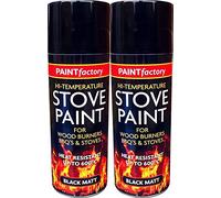400ML Ultra High Temperature Heat Resistant Matt Black Metal, Wood, Plastic, Ceramic Aerosol Spray Paint Cans for BBQ Grill Stove Engine Exhaust (2)