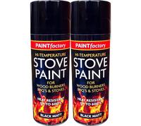 400ML Ultra High Temperature Heat Resistant Matt Black Metal, Wood, Plastic, Ceramic Aerosol Spray Paint Cans for BBQ Grill Stove Engine Exhaust (2)