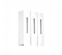 400ML Wall Mounted Soap Dispenser for Shampoo Conditioner and For Shower Gel with Upgraded Spring Pump and Individual Chamber Design (White Three)