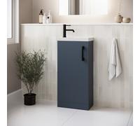 400mm Blue Freestanding Cloakroom Vanity Unit with Basin and Black Handle - Ashford