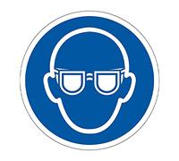 400mm Eye Protection Symbol Floor Sign, Hard Wearing Non Slip/Abrasive Lamination, R9 Grade For Slip Resistance, High Strength Adhesive Backing