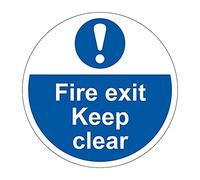 400mm Fire Exit Keep Clear Floor Sign, Hard Wearing Non-Slip/Non-Abrasive Laminated Face, R9 Grade For Slip Resistance, High Strength Self Adhesive Backing