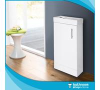 NUIE NVX192 Vault Modern Bathroom Single Soft Close Door Floor Standing Vanity Unit with 1 Tap Hole Ceramic Basin, 400mm, Gloss White, H: 781mm, W, D: 222mm, Set of 2 Pieces