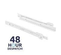 (400mm) Metal Roller Bottom Fix Kitchen Drawer Runners Slides 250mm 600mm White Pair Set