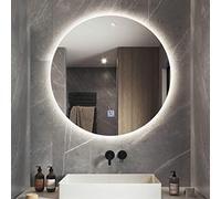400mm Round LED Bathroom Mirror Wall-Mounted Touch Sensor Backlit Vanity Mirror Makeup Mirror IP44 Rated 70cm White Light Modern Design