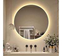 400mm Round LED Bathroom Mirror Wall Mounted with Touch Sensor Backlit Vanity Mirror Makeup Mirror IP44 Rated Warm Light 60cm Size Modern Design
