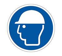 400mm Safety Helmet Floor Sign, Hard Wearing Non Slip/Abrasive Lamination, R9 Grade For Slip Resistance, High Strength Adhesive Backing