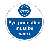 400mm Self-Adhesive Eye Protection Must Be Worn Floor Sticker - Durable Anti-Slip Vinyl PPE Safety Sign for Mandatory Eye Protection Zones, Easy Peel & Stick Installation