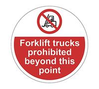 400mm Self-Adhesive Forklift Trucks Prohibited Beyond This Point Floor Sticker - Durable Anti-Slip Vinyl Safety Sign for Workplace Traffic Control, Easy Peel & Stick