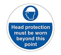 400mm Self-Adhesive Head Protection Must Be Worn Floor Sticker - Durable Anti-Slip Vinyl PPE Safety Sign for Construction & Industrial Sites, Easy Peel & Stick