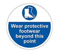 400mm Self-Adhesive Wear Protective Footwear Beyond This Point Floor Sticker - Durable Anti-Slip Vinyl PPE Safety Sign for Industrial & Construction Sites