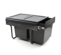 400mm Under Sink Cabinet Bin Dark Grey 2 X 15L Soft Close Base Mounted Recycling