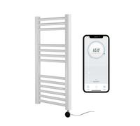 (400mm W x 800mm H, With Chrome Wifi Element) White Electric Smart WiFi Controlled Heated Towel Rail 7 Day Programmable Timer App Compatibility