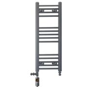 400mm Wide Anthracite Grey Dual Fuel Electric Radiator Bathroom Towel Rail Radiator With Thermostatic and Standard Electric Element UK (400 x 800 mm (h), AF Thermostatic Electric Element)