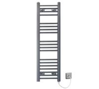 400mm Wide Anthracite Grey Flat Electric Pre-Filled Heated Towel Rail Radiator For Bathroom Designer UK (400mm x 1000mm (h))