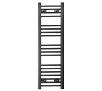 400mm Wide Black Flat Straight Heated Bathroom Towel Rail Radiator For Central Heating Stylish Designer (Alyssa 400 / 1000mm Black Flat)