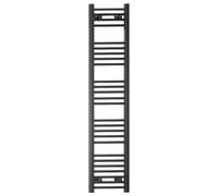 400mm Wide Black Flat Straight Heated Bathroom Towel Rail Radiator For Central Heating Stylish Designer (Alyssa 400 / 1400mm Black Flat)