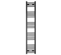 400mm Wide Black Flat Straight Heated Bathroom Towel Rail Radiator For Central Heating Stylish Designer (Alyssa 400 / 1600mm Black Flat)