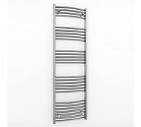400mm Wide Curved Chrome Heated Bathroom Towel Rail Radiator For Central Heating UK (400 x 1600 mm (h))