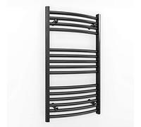 400mm Wide Curved Matt Black Heated Towel Rail Radiator Designer Bathroom For Central Heating Only (400mm x 800mm (h))