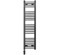 400mm Wide Matt Black Electric Bathroom Towel Rail Radiator Heater With AF Thermostatic Electric Element UK Pre-Filled (400 x 1200 mm)