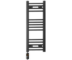 400mm Wide Matt Black Electric Bathroom Towel Rail Radiator Heater With AF Thermostatic Electric Element UK Pre-Filled (400 x 800 mm)