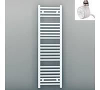 400mm Wide White Electric Bathroom Heated Towel Rail Thermostatic Warmer Radiator Precise Control (400 x 1200 mm (BTU: 1775))