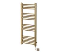 (400mm x 1200mm, No) York Flat Brushed Brass Electric Towel Rails
