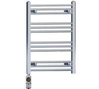400mm x 700mm Chrome Electric Bathroom Towel Rail Radiator Heater With AF Thermostatic Electric Element Pre-Filled Stock Clearance