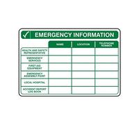 400mmx300mm Emergency Information Sign Rigid Plastic