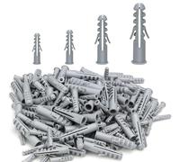 400Pcs Assorted Wall Plugs Set Gray Plastic Column Expansion Pipe, for Screws, Home DIY and Furniture Mounting Size 5mm 6mm 8mm 10mm