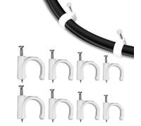 400Pcs Cable Clips, White Cable Nail Clips, Electrical Wire Tidy Organizer, 4 Sizes (4mm/6mm/8mm/10mm) for Ethernet, TV, USB and Telephone Cables