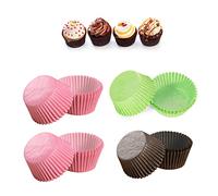 400pcs Cake Cups, Paper Baking Boxes, Pink, Green, Brown, Muffin Paper Boxes, Cake Wrappers, for Dessert, Baking, Birthday Party, Graduation Party, Wedding