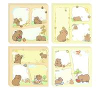 400Pcs Capybara Sticky Notes, Kawaii Shy Little Capybara Sticky Tabs, Self-Stick Pads, Cute Memo Notes, 4 Packs 100 Sheets/Pack, Office School Study Supplies for Students Teachers Kids Women