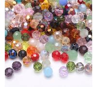 400PCS Crystal Glass Beads,3mm Round Faceted Beads,Multicolored Assorted Glass Bead for Jewelry Making,DIY Bracelets,Necklaces,Craft Projects, Spacer Bead,Faux Pearls (Multi 3MM)