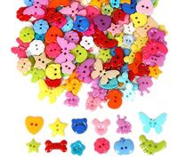 400pcs Cute Animal Fruit Heart Star Resin Buttons 2 Holes Small Sewing Decorative Buttons Beads Charms for Jewelry Scrapbooking Painting Crafts Embellishments(Mixed)